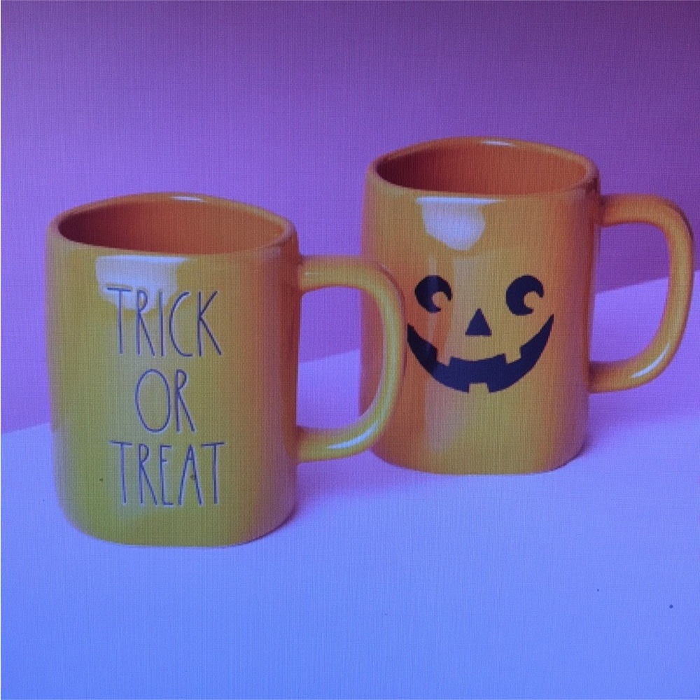 Rae Dunn 2 pack ceramic Trick or Treat mugs New